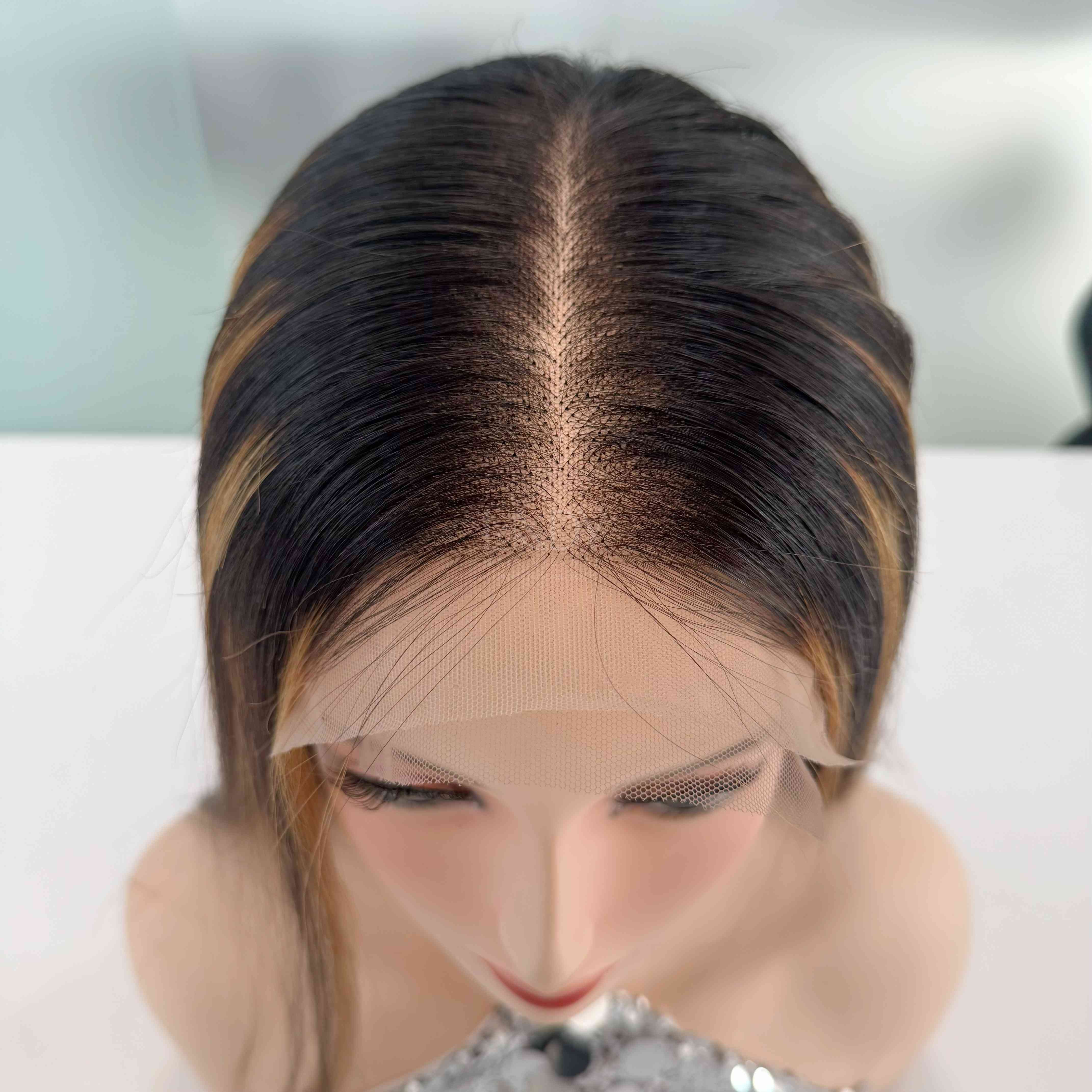 100% Real Vietnamese Human Hair Extensions Wig Piano Color Bone Straight Wig Closure Wigs