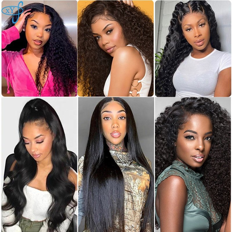 XYS Transparent Lace Human Hair Wigs, Pixie Cut Short Long Hair Wig, 10- 40 Inch Human Hair Lace Front Wig