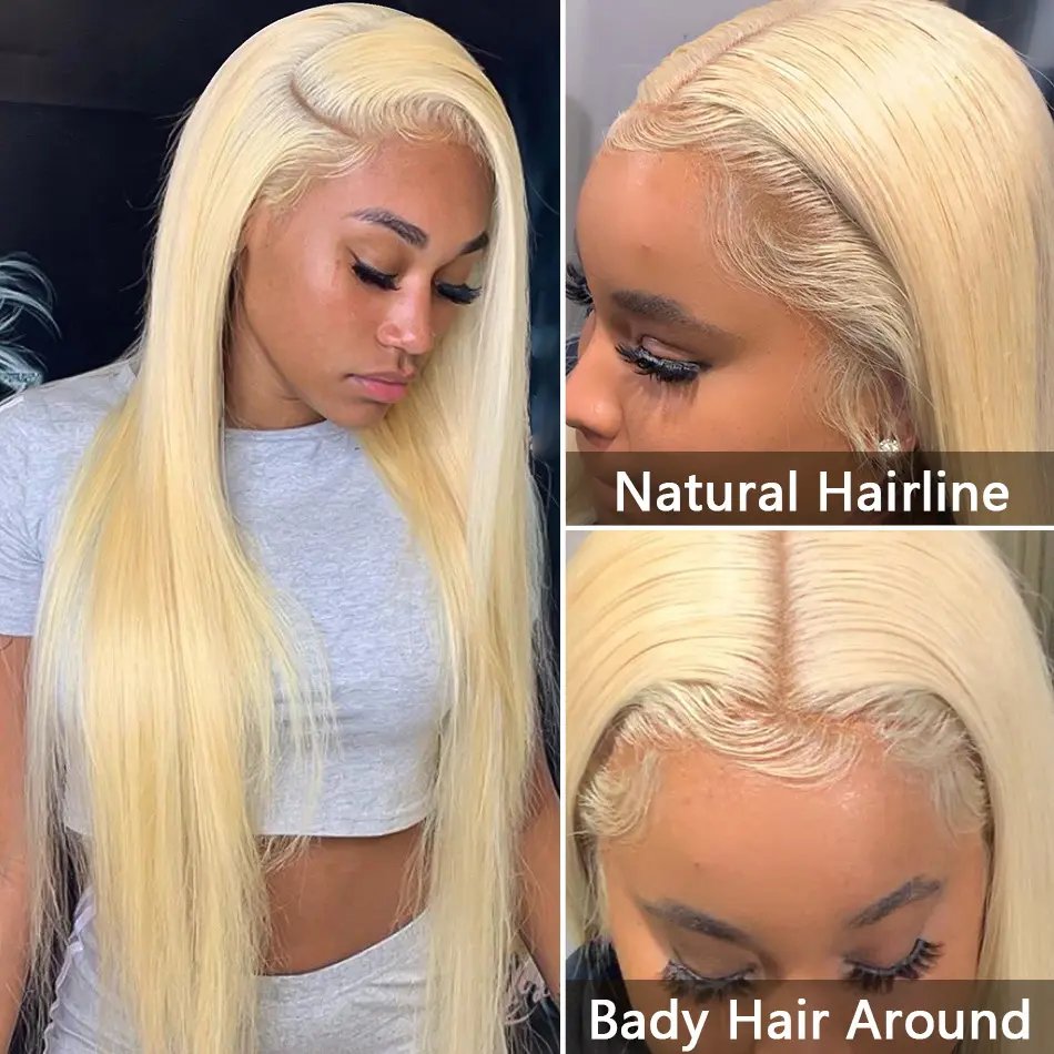 Virgin Human Hair Wig Lace Frontal Wigs Closure Wigs 613 Color HD Transparent Lace 13x4 Frontal Straight Blonde