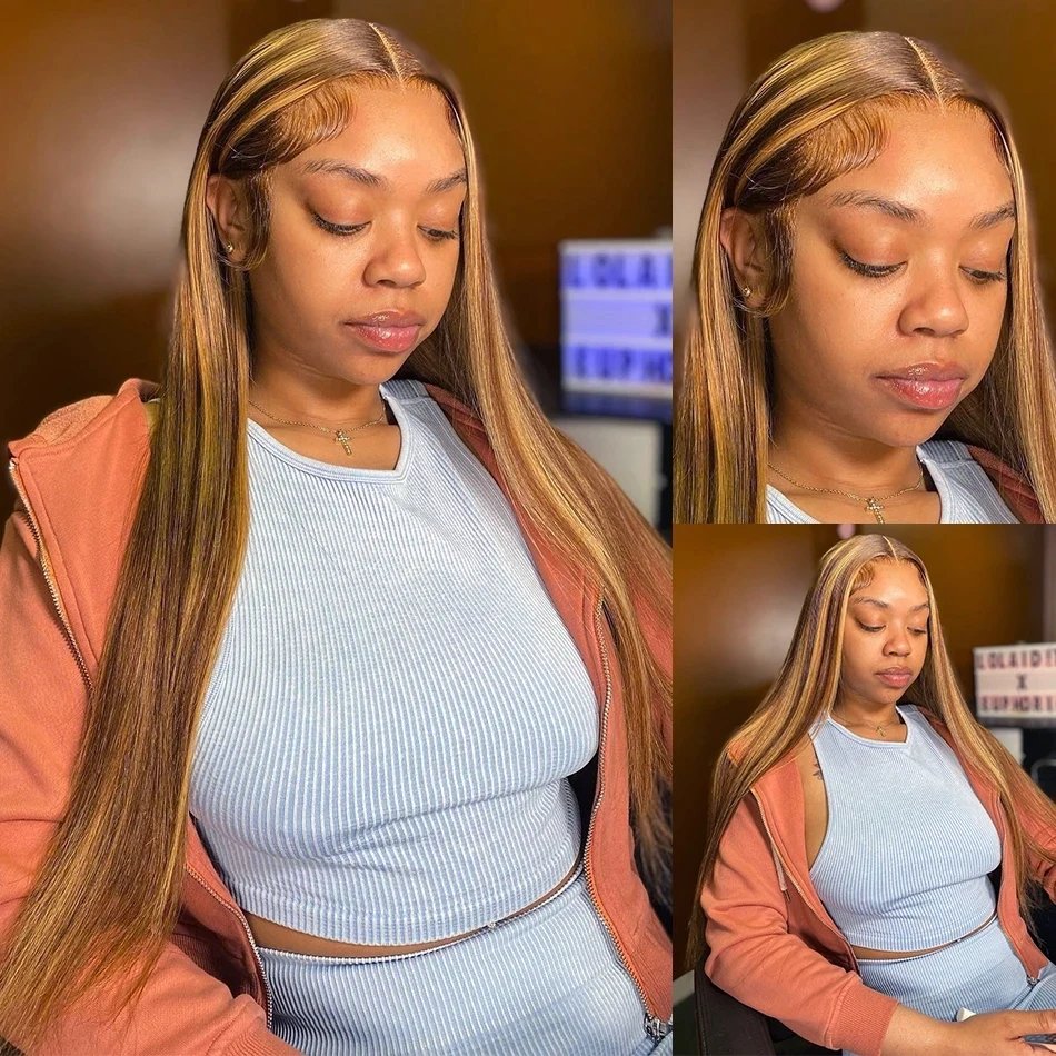 100% HUMAN HAIR Wholesale Straight highlight 4x4 Transparent Lace Human Hair Wigs,12a Virgin human Hair 13x4 Full lace Wig