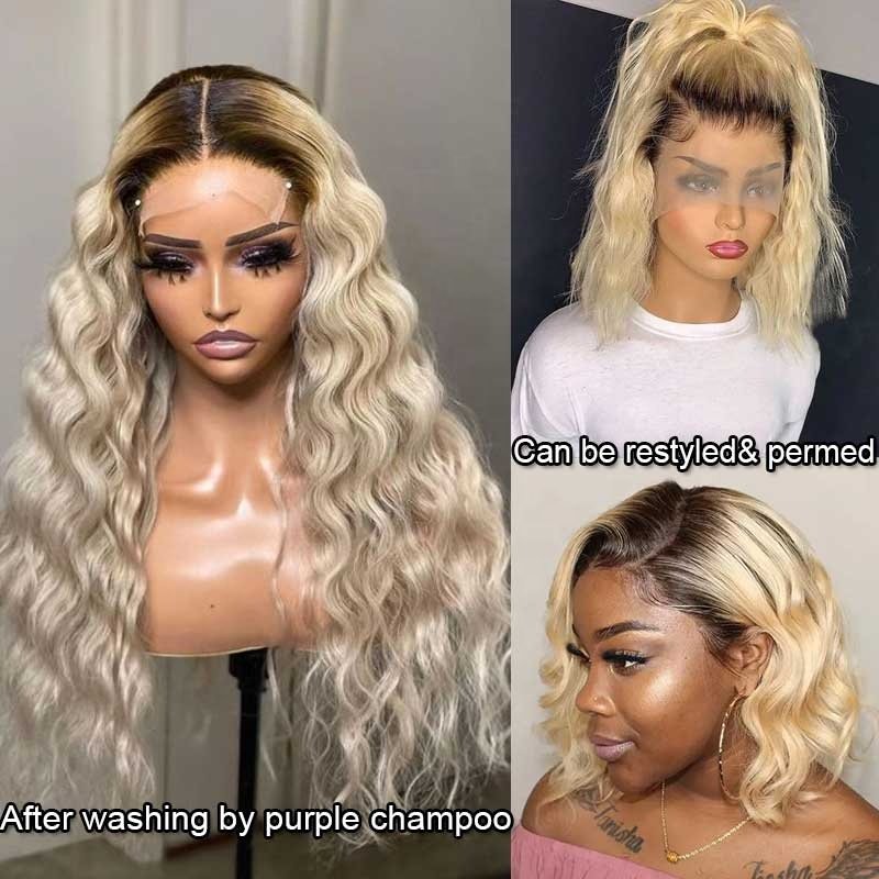 Perruquesnaturel Cheveux Humain 1b613 Ombre Blonde Silky Straight 13x4 HD Lace Frontal Wig Human Hair Perruquesnaturel Brsilien