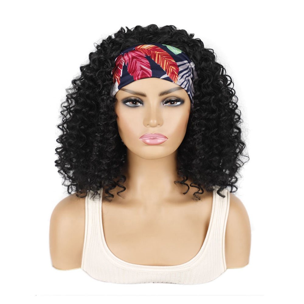 Wholesale Short Afro Kinky Curly Human Hair Headband Wig Brazilian Virgin Natural Wigs with Headbands for Black Women