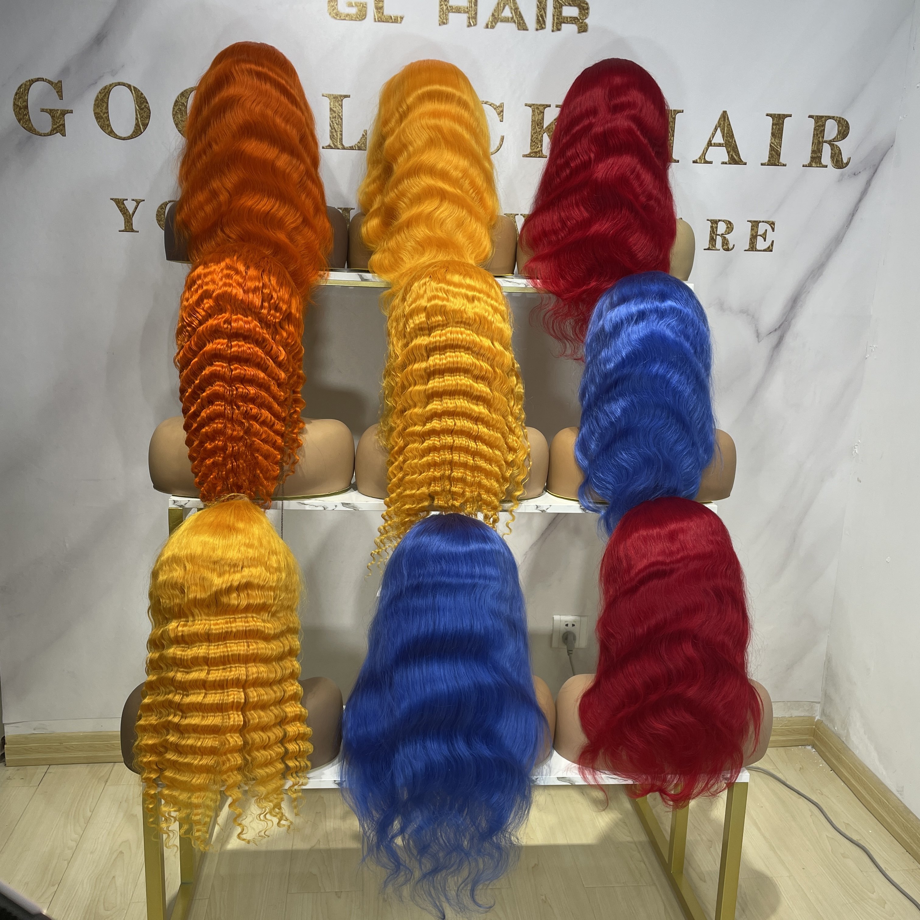 GL 613 Hot 12A Grade Ombre 3 Tone Yellow Color Short Bob Wig European Human Hair HD Swiss Lace Front Wigs