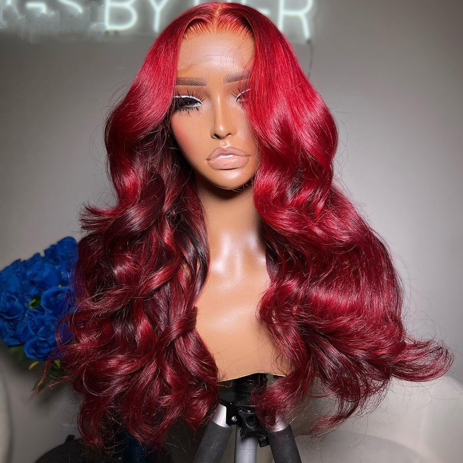 Vendor Cheap Real 30 Inch Curly Red Ombre Perruque HD Lace Front Full Lace Closure Brazilian Human Hair Wig