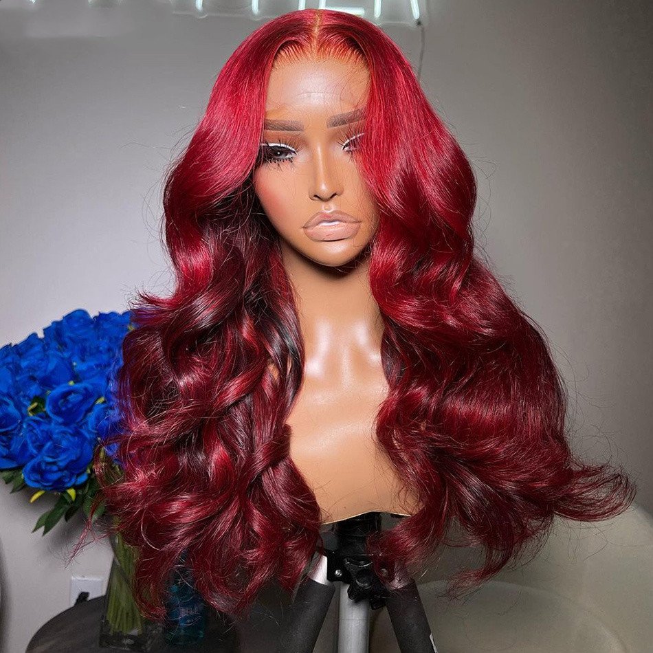 Vendor Cheap Real 30 Inch Curly Red Ombre Perruque HD Lace Front Full Lace Closure Brazilian Human Hair Wig
