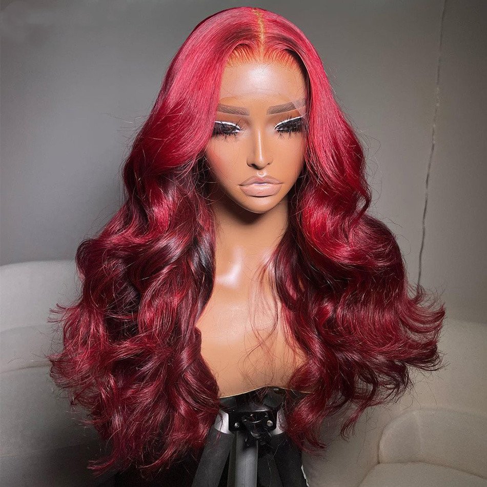 Vendor Cheap Real 30 Inch Curly Red Ombre Perruque HD Lace Front Full Lace Closure Brazilian Human Hair Wig