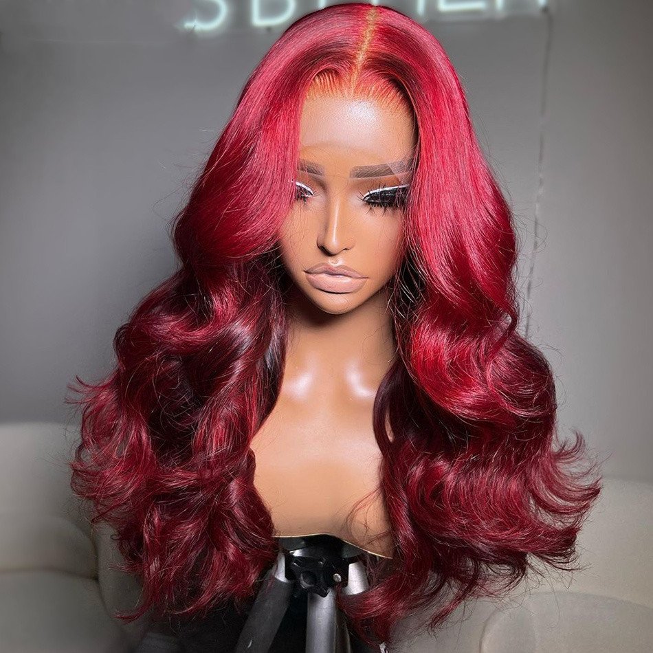 Vendor Cheap Real 30 Inch Curly Red Ombre Perruque HD Lace Front Full Lace Closure Brazilian Human Hair Wig