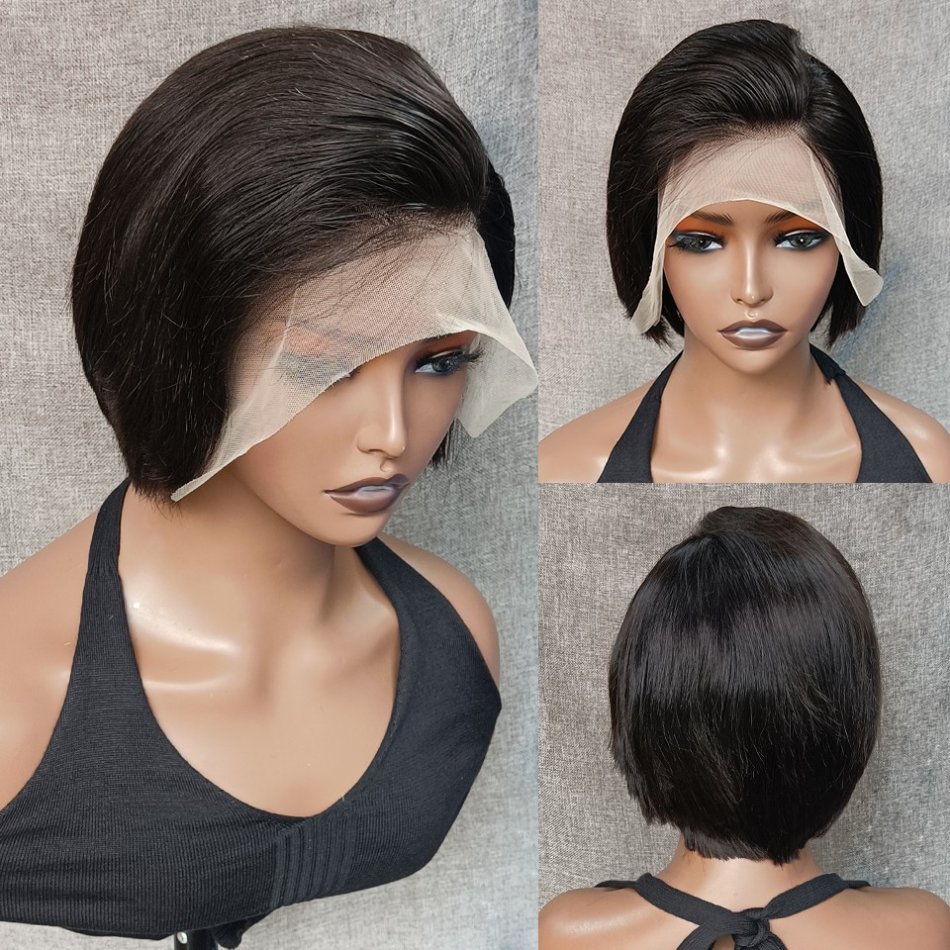 Cheap Free Samples Virgin Hair Perruque Pixie Cut Braided Glueless Straight Lace Front Human Hair Wigs For Black Women