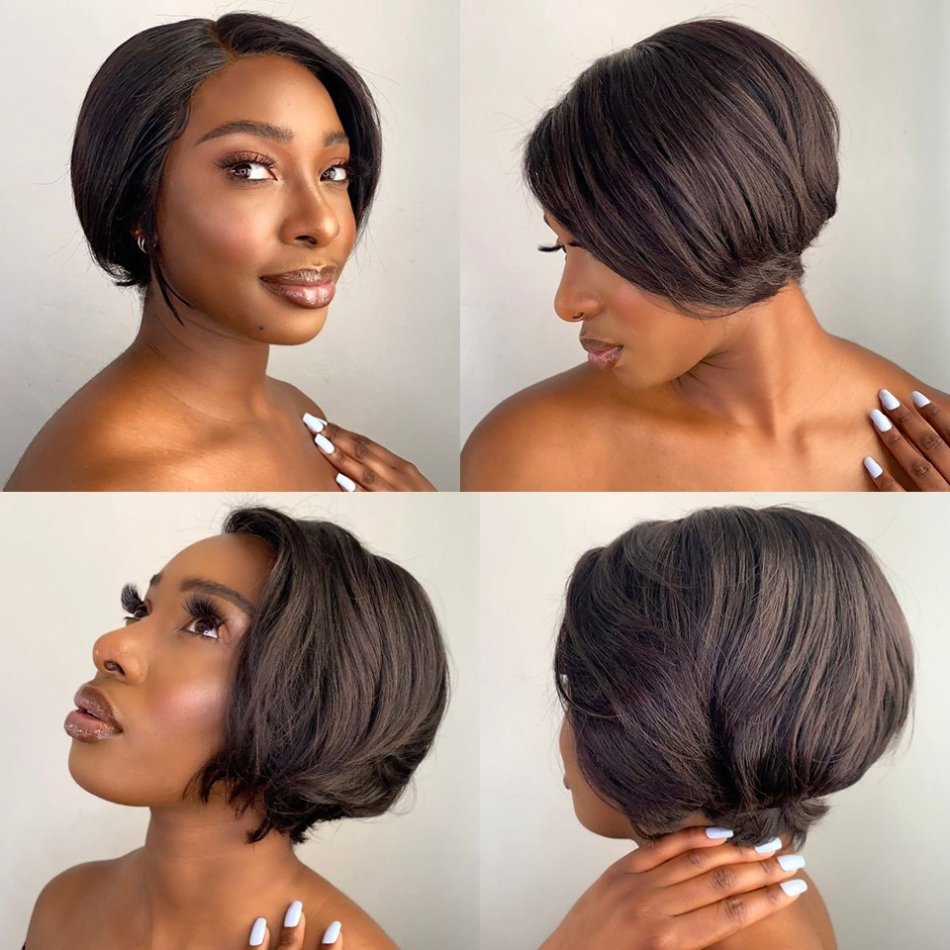 Cheap Free Samples Virgin Hair Perruque Pixie Cut Braided Glueless Straight Lace Front Human Hair Wigs For Black Women
