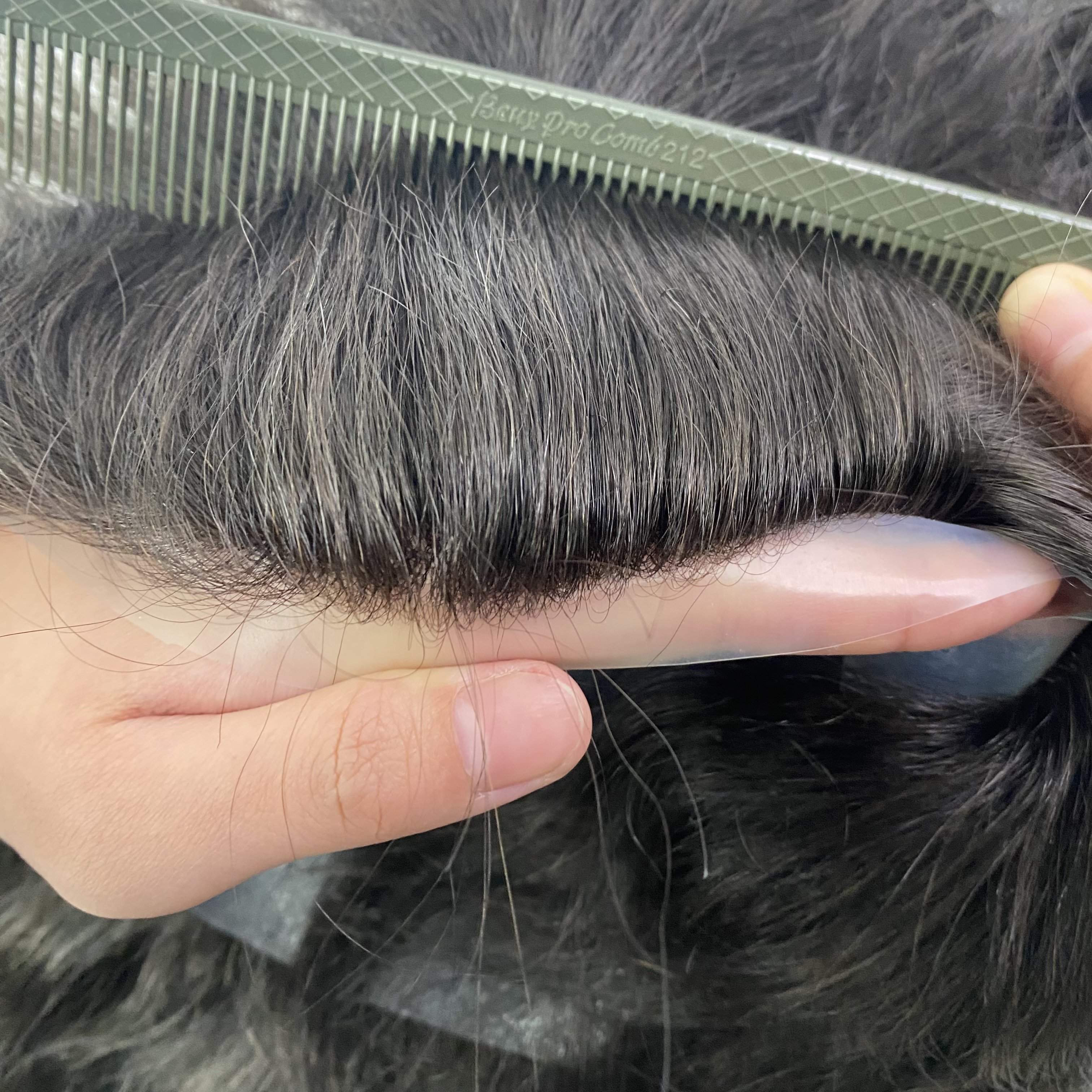 Wholesale 100% Human Hair Remy Hair Man Wig Hair Replacement System Thin Skin Systems