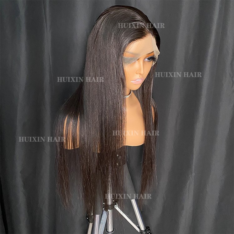 new style vendor virgin cuticle aligned Brazilian Indian human hair natural black silky straight full lace wig
