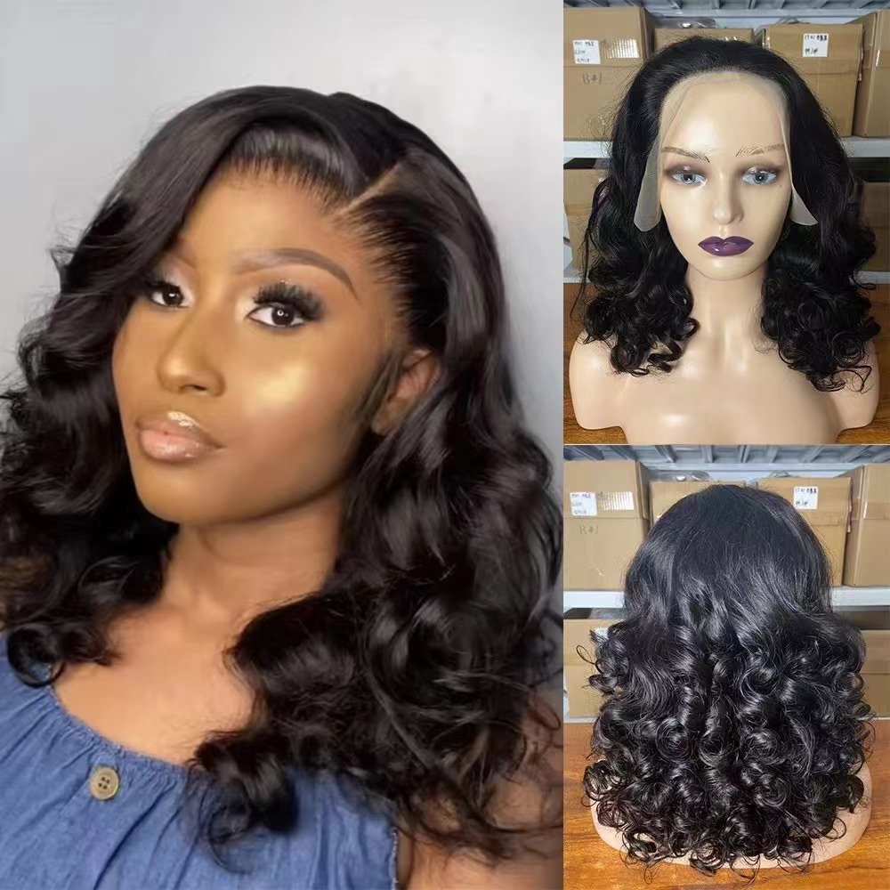 Top quality SDD Fumi curly India Human Hair wig 13x4 Lace Frontal Wig HD Lace Loose Wave Wig Bouncy Curly For Black Woman
