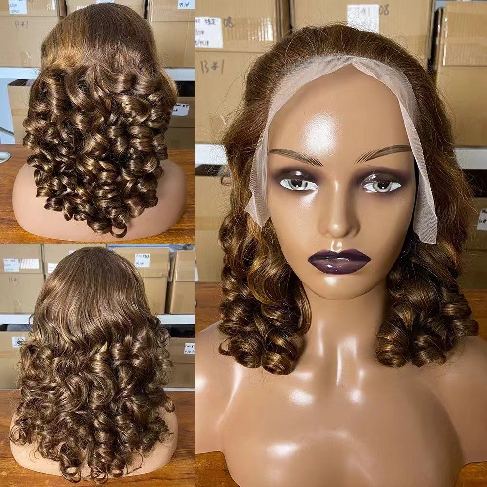 Top quality SDD Fumi curly India Human Hair wig 13x4 Lace Frontal Wig HD Lace Loose Wave Wig Bouncy Curly For Black Woman