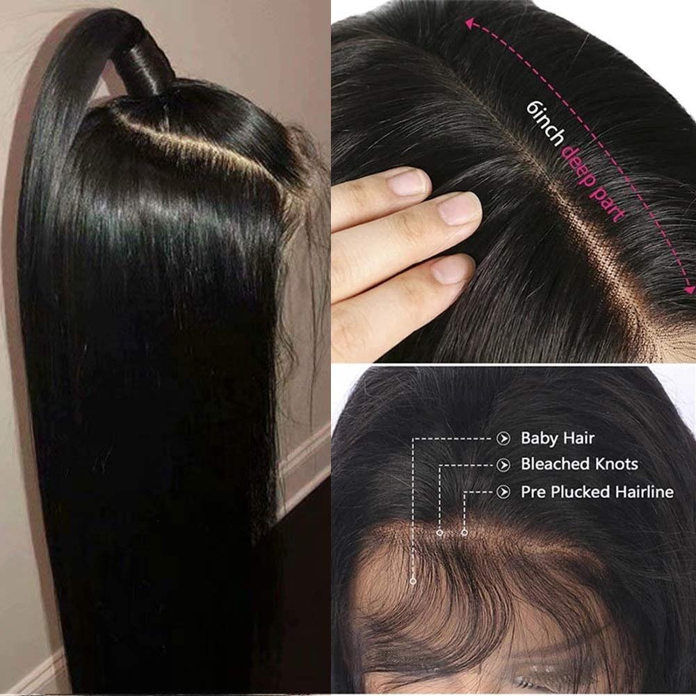 10A grade 100% virgin natural brazilian hd transparent lace front human hair wig pre pluck lace wigs for black women