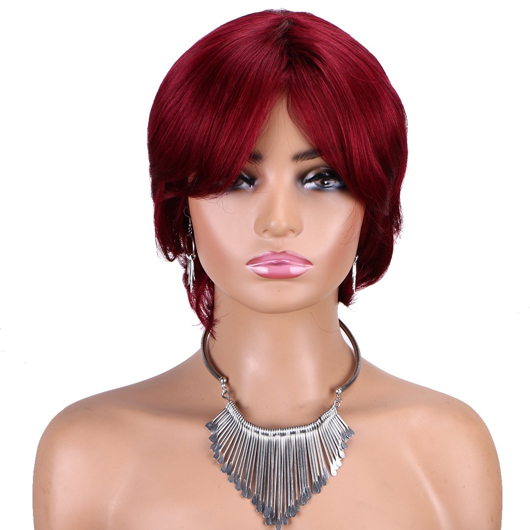 Fashionable 100% Human Hair Wigs Short Machine Made Short Bob Pixie Human Hair Wigs For Black Women Brazilian Hair