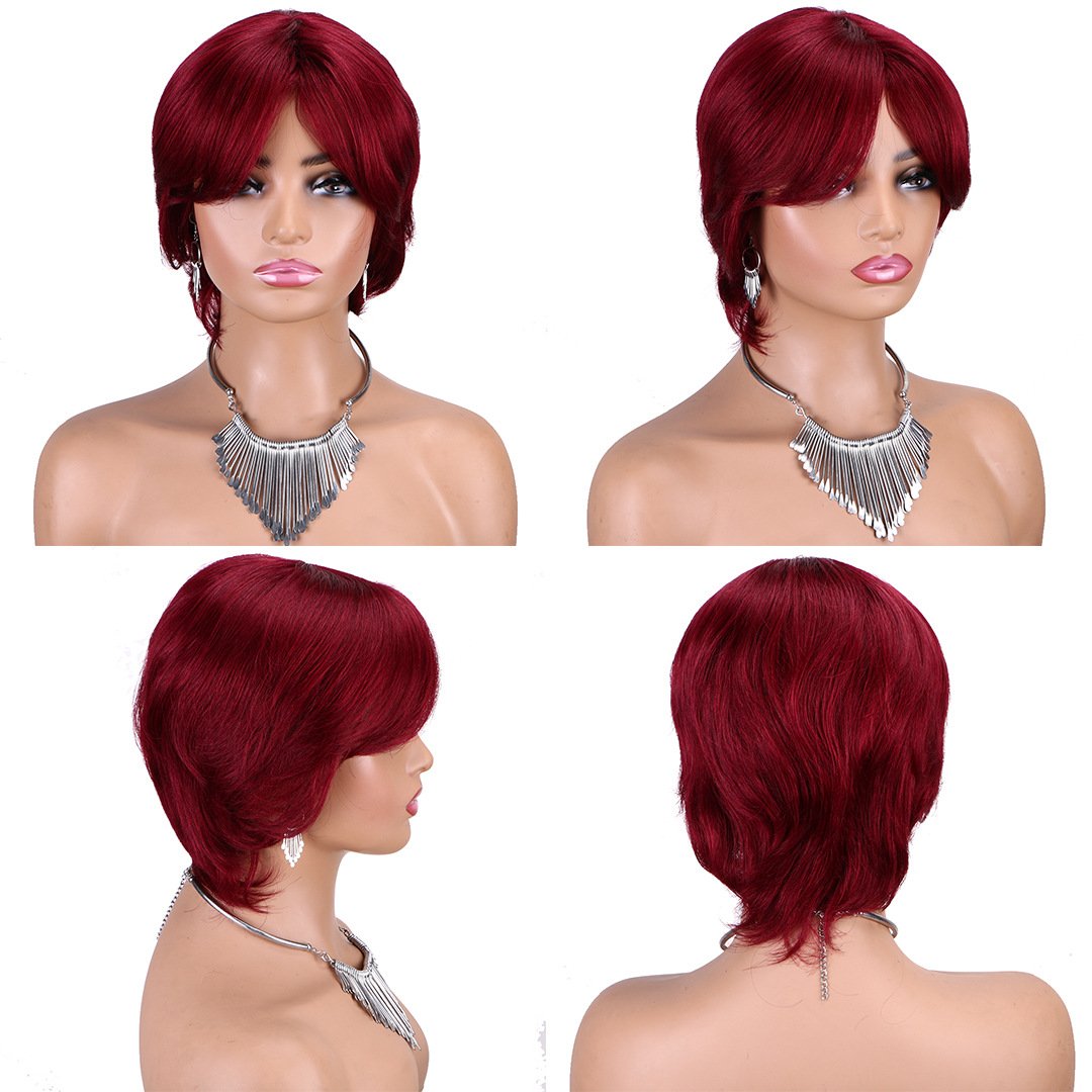Fashionable 100% Human Hair Wigs Short Machine Made Short Bob Pixie Human Hair Wigs For Black Women Brazilian Hair