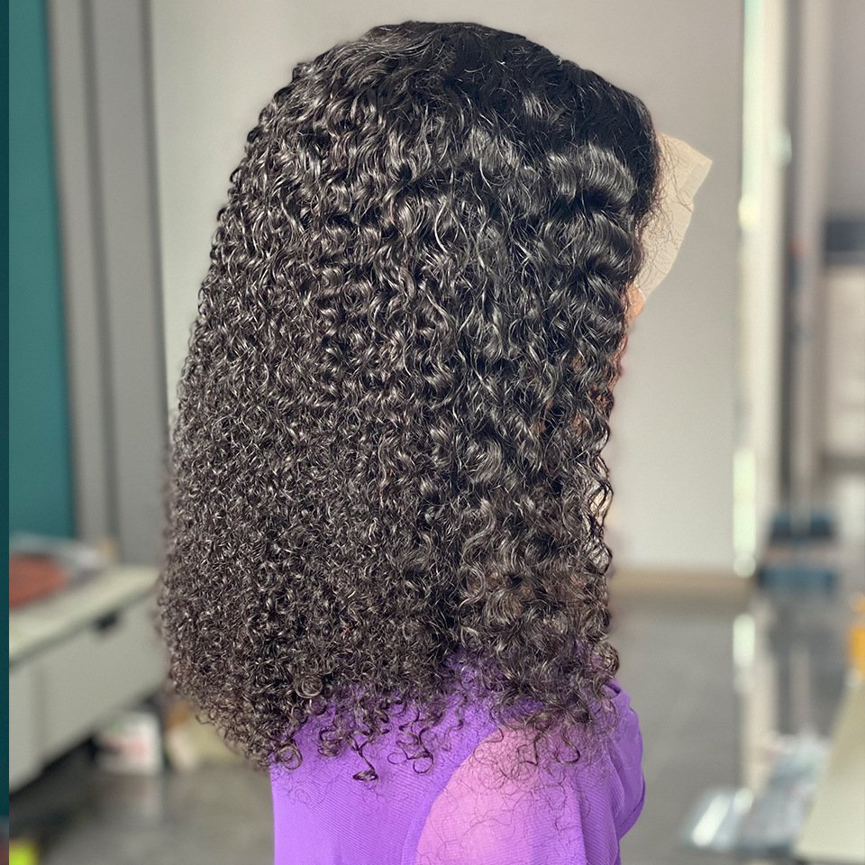 200 Density 13x4 Jerry Curl Human Hair Wigs Brazilian Swiss Lace Deep Wave Curly Bob HD Lace Frontal Virgin Human Hair