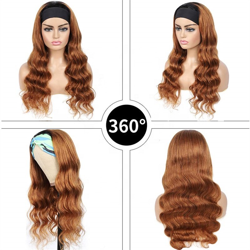 Ombre Ash Blonde Human Hair Headband Wigs for Black Women Body Wave Colored Ombre 1b 30 Wig Brazilian Remy Hair Glueless Wig