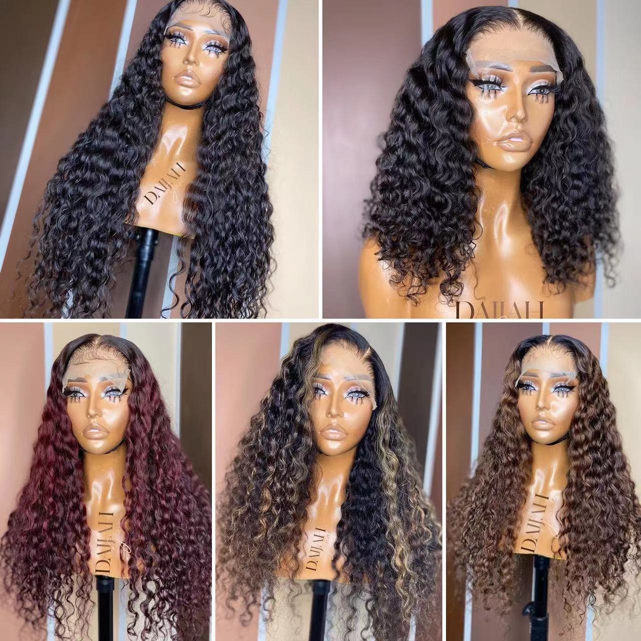 Highlight wig Brown Deep Curly Pre Plucked Perruques Naturel Cheveux Humain Lace Front Wig Piano Mixs Color Human Hair Wig