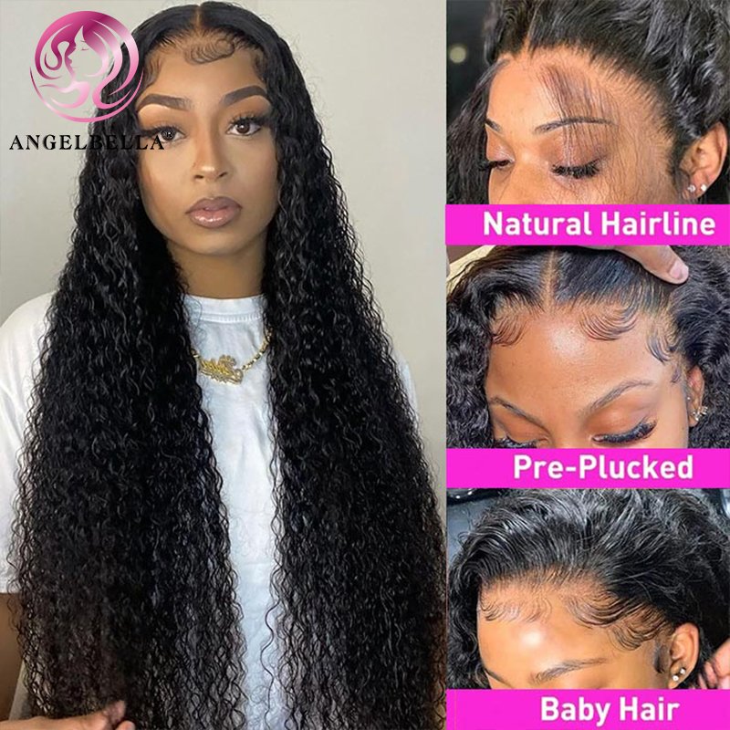AngelBella Burmese Raw Curly Human Hair Wig Vendor Kinky Curly 13x4 Hd Lace Frontal Wig Full Lace Human Hair Wigs