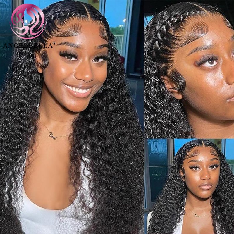 AngelBella Burmese Raw Curly Human Hair Wig Vendor Kinky Curly 13x4 Hd Lace Frontal Wig Full Lace Human Hair Wigs