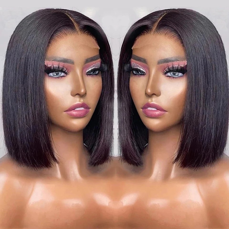 HD Glueless Short Straight Bob 4x4 Closure Wig Lace Front Human Hair Wigs For Women Pre Plucked Remy Lace Frontal Bob Wigs