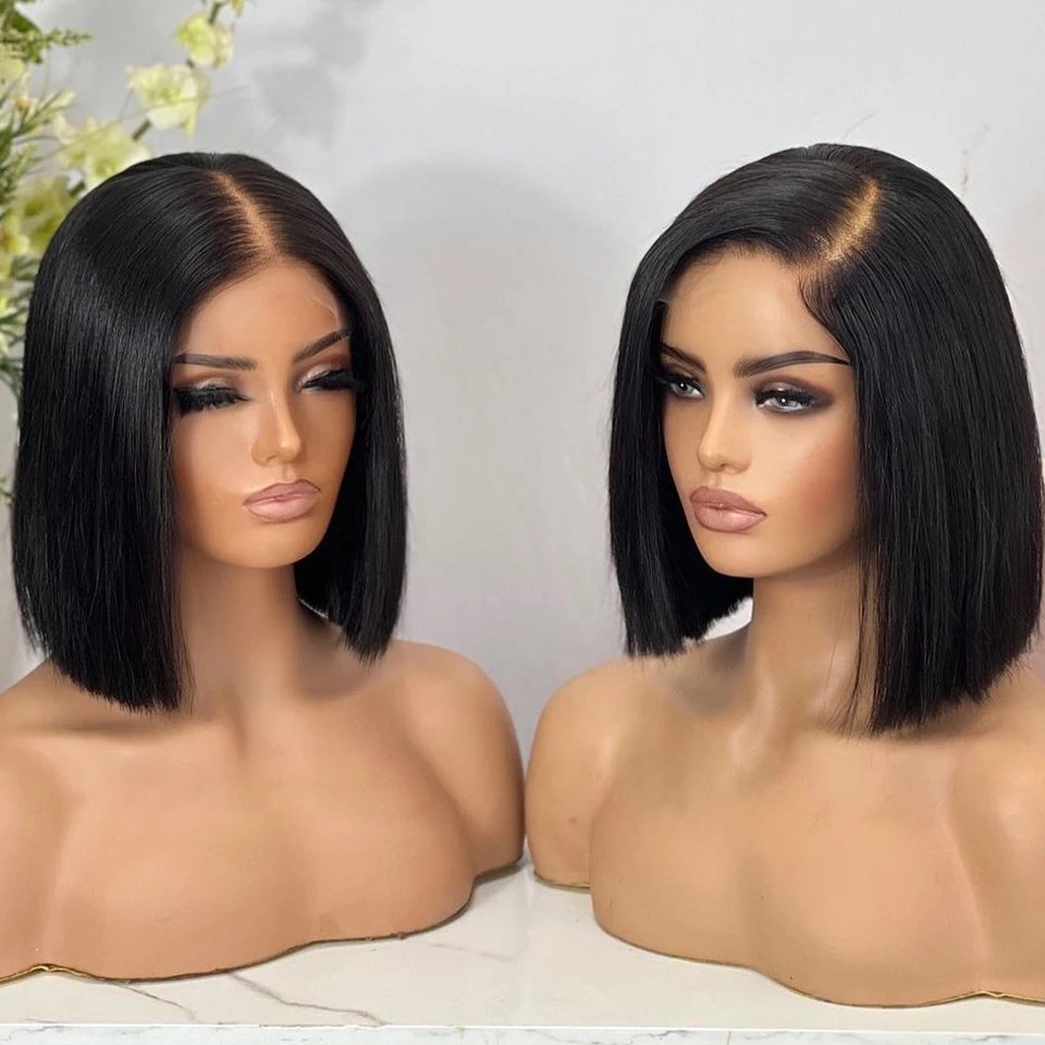 HD Glueless Short Straight Bob 4x4 Closure Wig Lace Front Human Hair Wigs For Women Pre Plucked Remy Lace Frontal Bob Wigs