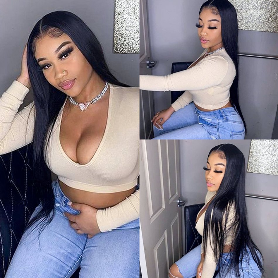 Glueless 40 Inch HD Lace Front Wig,HD Transparent Natural Human Hair Wigs,Brazilian HD 13X6 Lace Frontal Wigs For Black Women