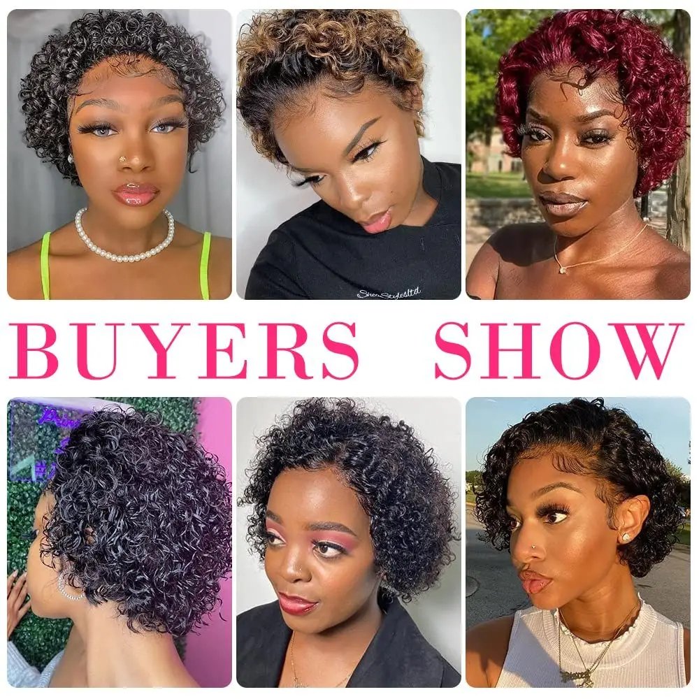 Wholesale Virgin Indian Hair Cuticle Aligned 13x4 Full Lace Front Curly Bob Shot Pixie Cut 100% Human Hair Wigs for Black Women