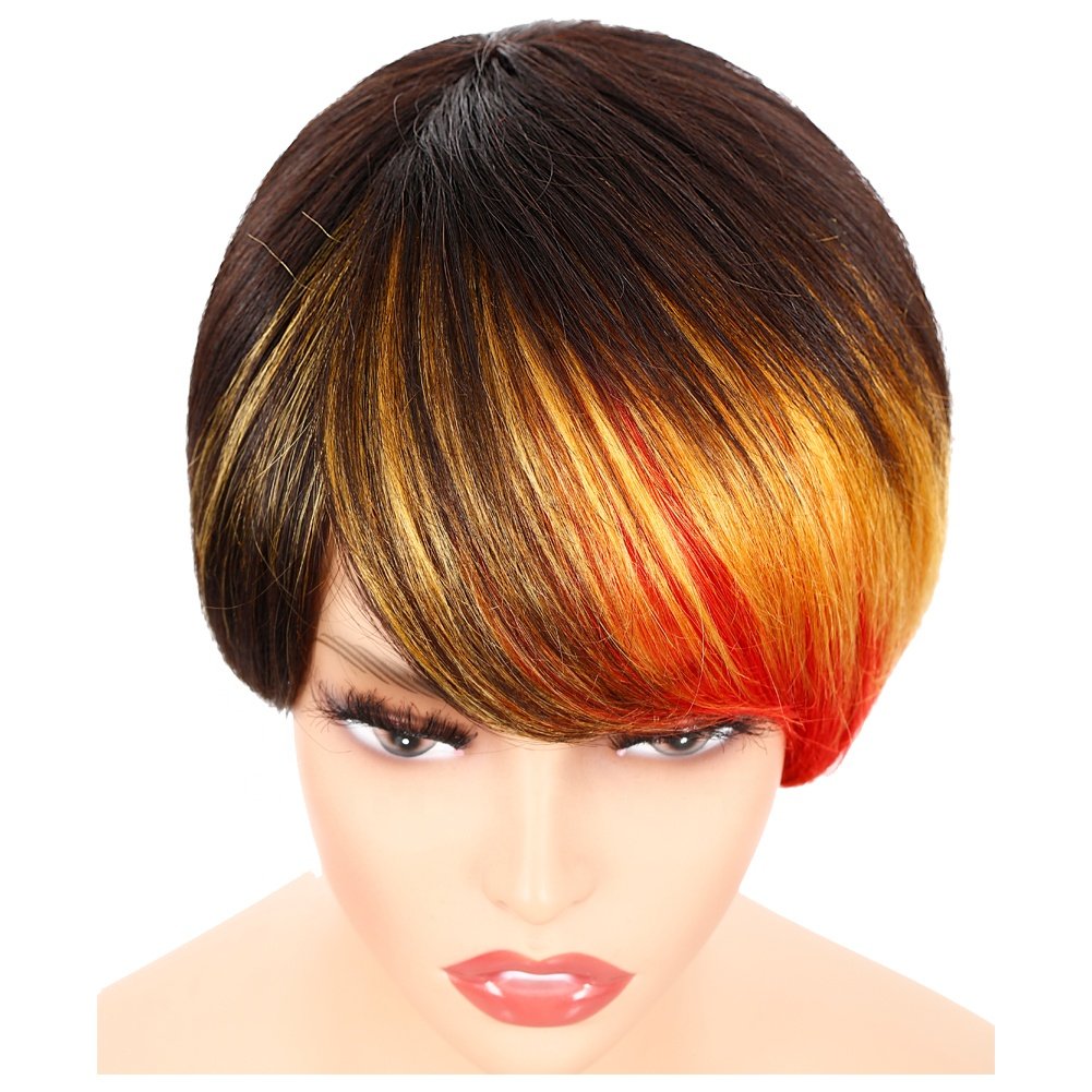 2023 hot selling wholesale 100% Brazilian human hair wig pixie with layer short human hair wigs for black women