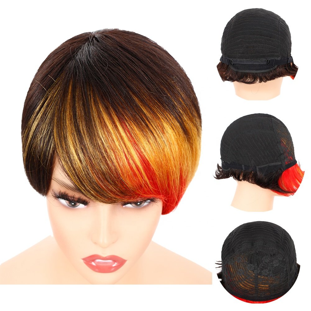 2023 hot selling wholesale 100% Brazilian human hair wig pixie with layer short human hair wigs for black women