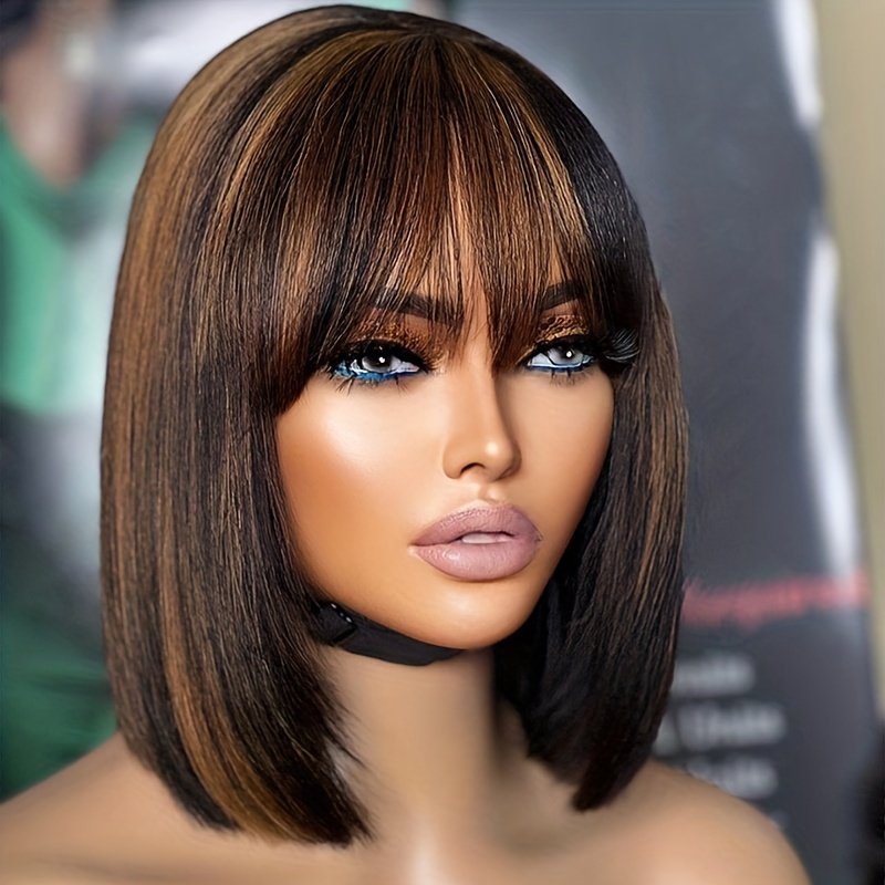 Cut Bob Human hair With Bang HD Lace Front Wigs Raw Vietnamese Virgin Human Hair Bob Glueless Lace Wigs Human hair For Women