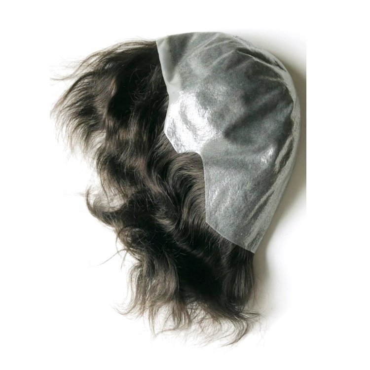 Stock Virgin Remy Human Hair invisible hairline medical wig full poly thin skin wigs for alopecia hair loss patients