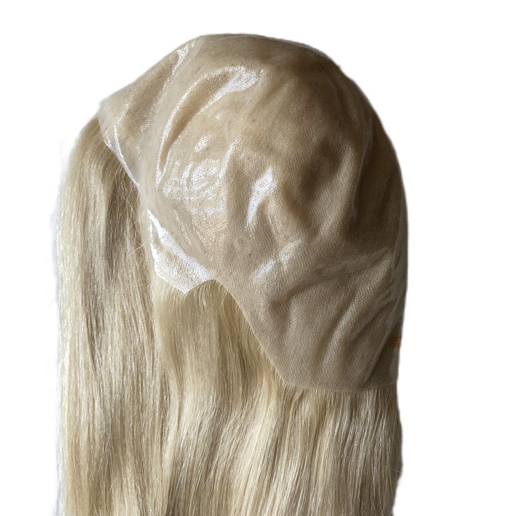 Stock Virgin Remy Human Hair invisible hairline medical wig full poly thin skin wigs for alopecia hair loss patients