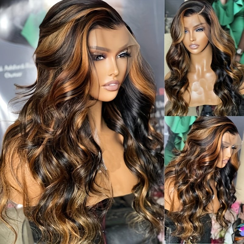 P1B/30 Highlight Body Wave Lace Front Wigs for Women Ombre Colored HD Lace Frontal Human Hair Wig