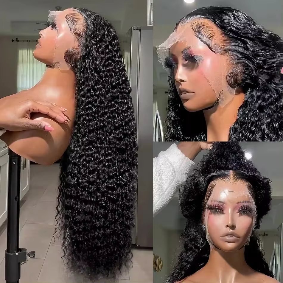 250% Brazilian 30 40 Inch Loose Deep Wave 13x6 HD Transparent Lace Frontal Human Hair Wig 5x5 Water Curly Wave Lace Closure Wig