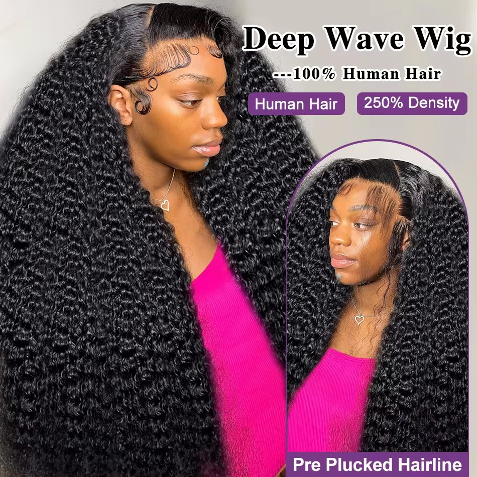 250% Brazilian 30 40 Inch Loose Deep Wave 13x6 HD Transparent Lace Frontal Human Hair Wig 5x5 Water Curly Wave Lace Closure Wig
