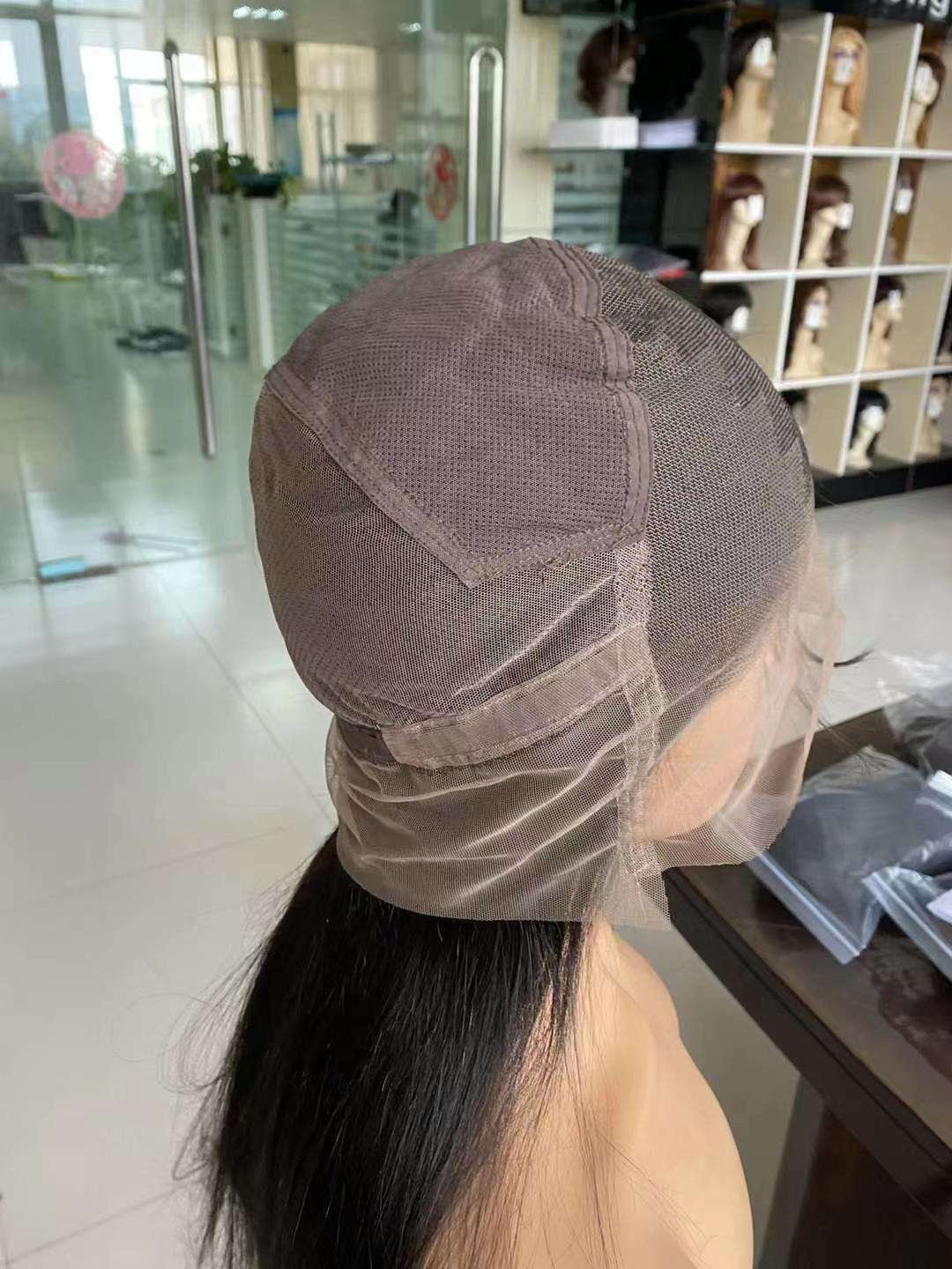 JK Wholesale price stock Full Lace Natural Straight Real Human Hair Wigs