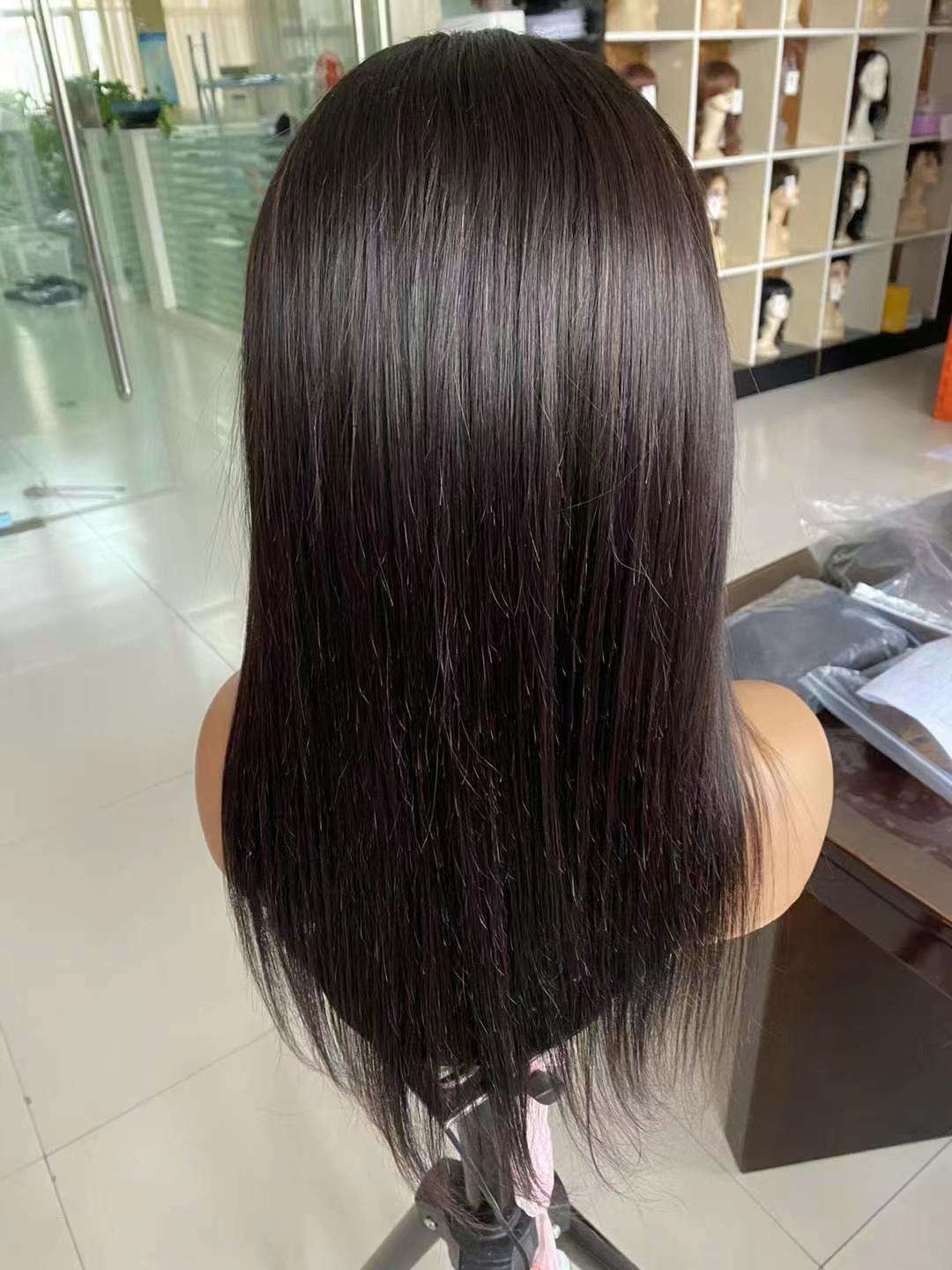 JK Wholesale price stock Full Lace Natural Straight Real Human Hair Wigs