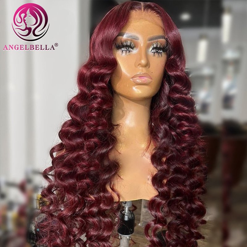 Raw Human Hair Wigs Unprocessed Cuticle Aligned Loose Deep Hd Lace Wigs Burgundy 99J Full Wig Human Hair Brazilian Hair
