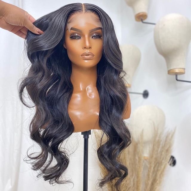 Frontal Human Hair Wig Transparent Front Brazilian 360 Full Lace Long 100% Virgin Human Hair Light Brown Swiss Lace Average Size