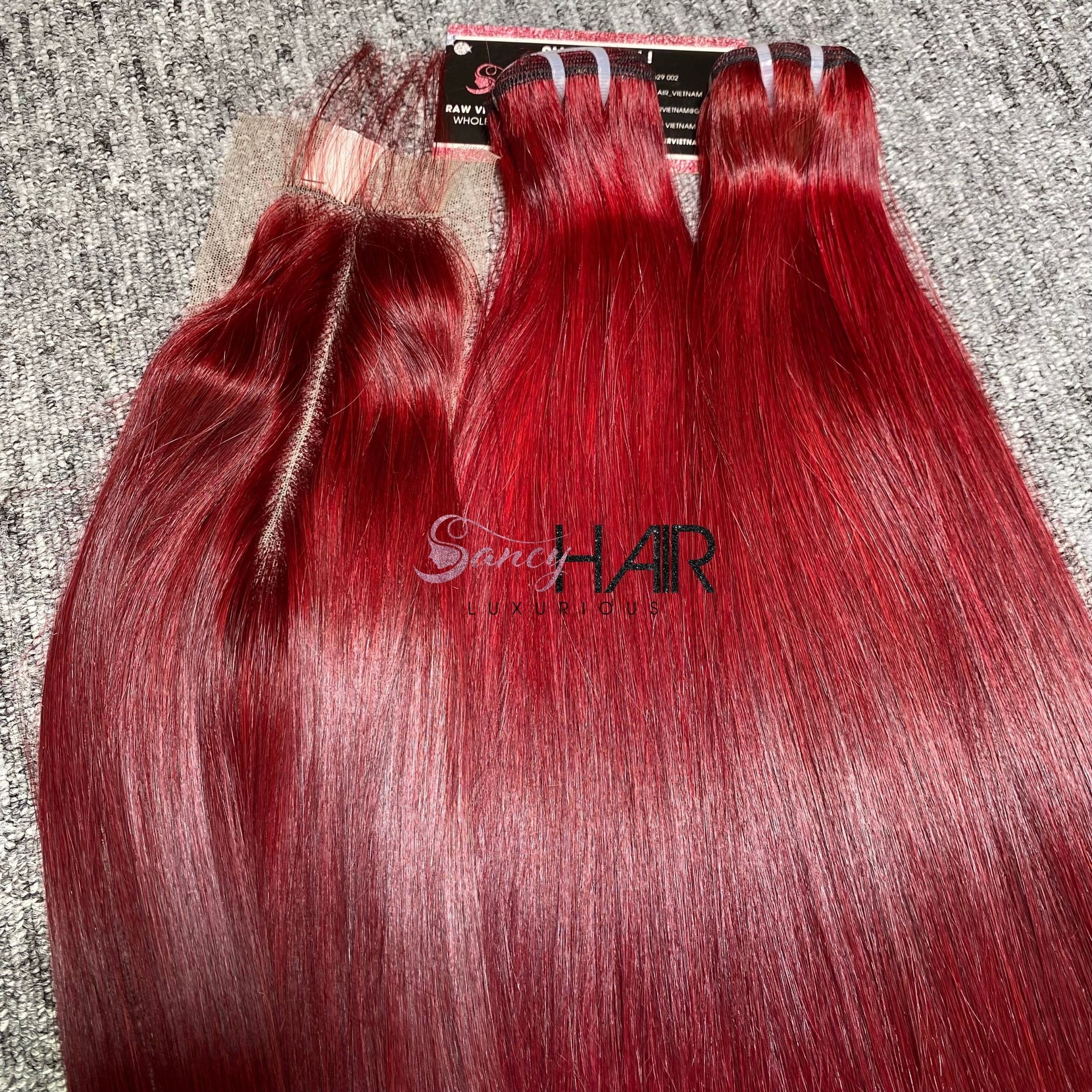 High-end Burgundy Color Human Hair Wigs For Black Women From %100 Vietnamese Raw Hair For Wholesale Price