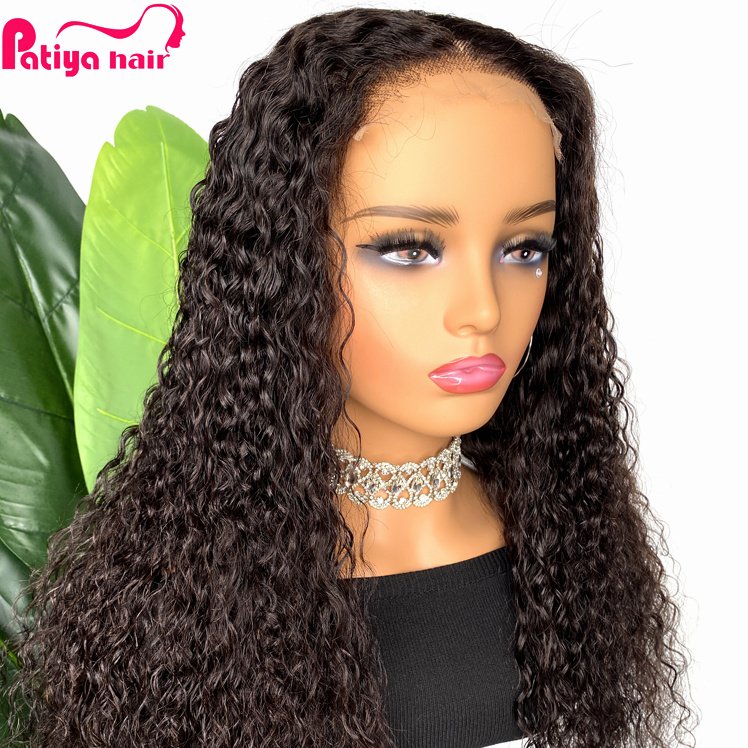 Transparent Water Wavy Lace Closure Wigs 4x4 Natural Afro Human Hair Wig For Black Women Raw Indian Natural Hair Wig Pre plukced