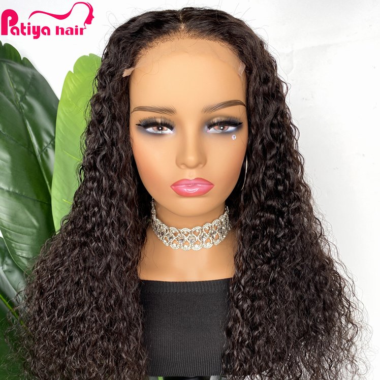 Transparent Water Wavy Lace Closure Wigs 4x4 Natural Afro Human Hair Wig For Black Women Raw Indian Natural Hair Wig Pre plukced