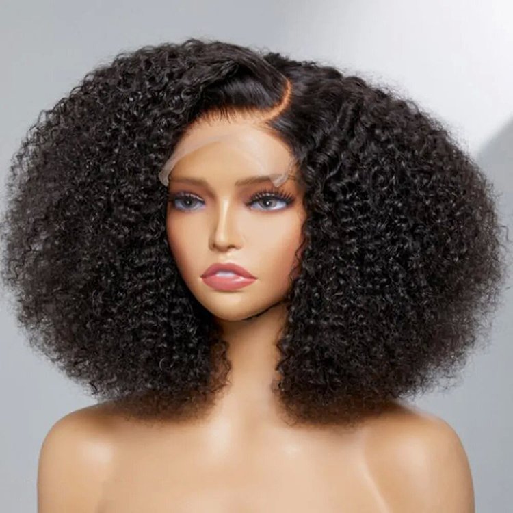 Glueless Bob Front Wigs,hd transparent lace front wig,indian human hair kinky curly lace frontal human hair wigs Short Bob Wig