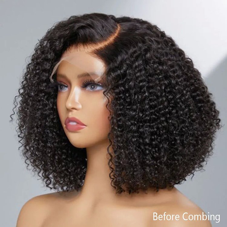 Glueless Bob Front Wigs,hd transparent lace front wig,indian human hair kinky curly lace frontal human hair wigs Short Bob Wig