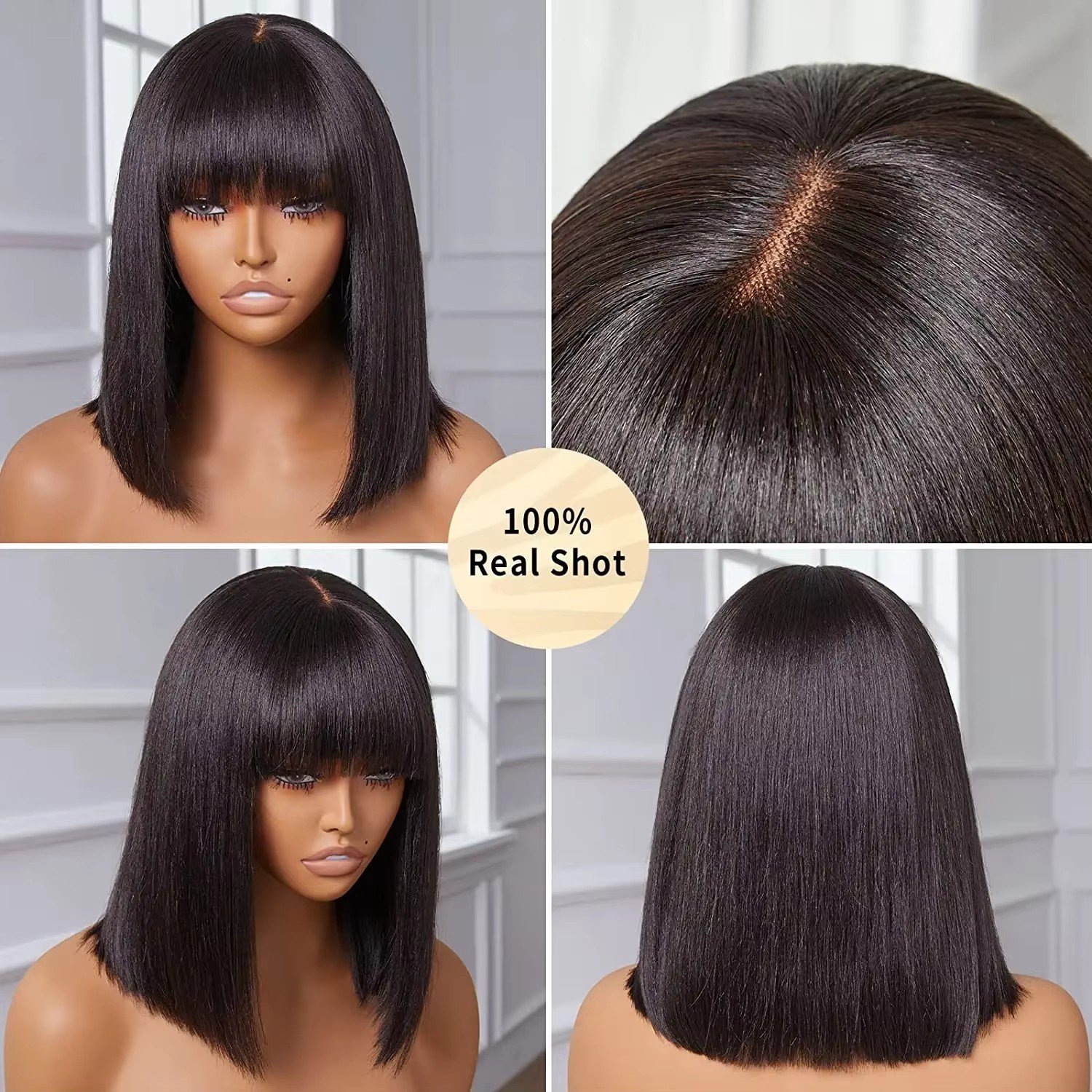 Cheap 3x1 HD Lace Middle Part Straight Human Hair Wigs With Bang Glueless Machine Made Short Bob Brazilian Virgin Human Hair Bob