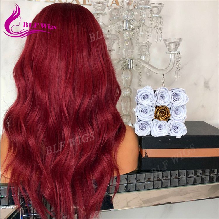 Red Color Brazilian Human Hair Wig HD Lace Body Wave Lace Front Wigs Pre Plucked for Black Women