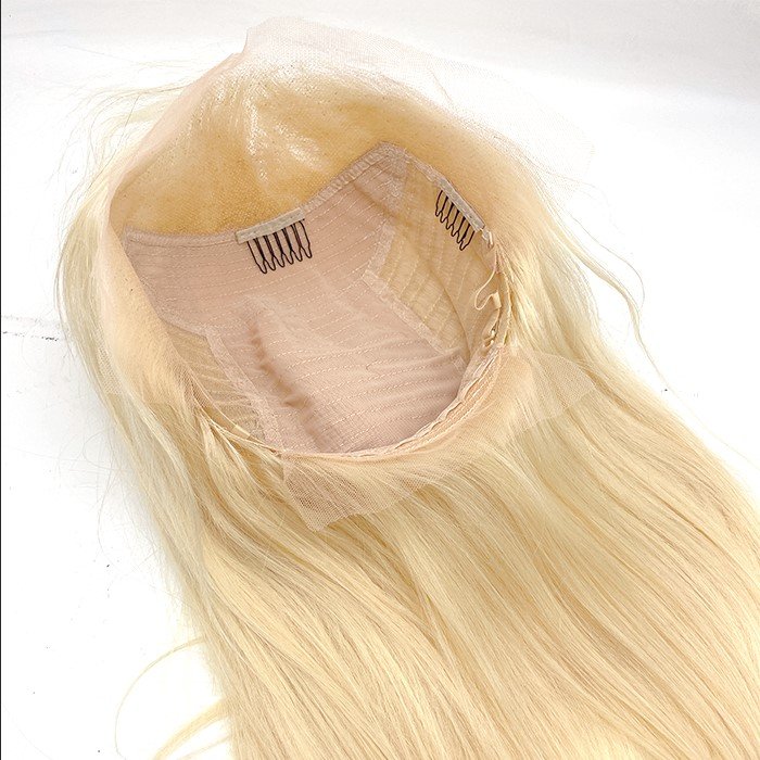 Silky straight 13X4 lace front wig 613 blonde hair brazilian 100% human hair wigs