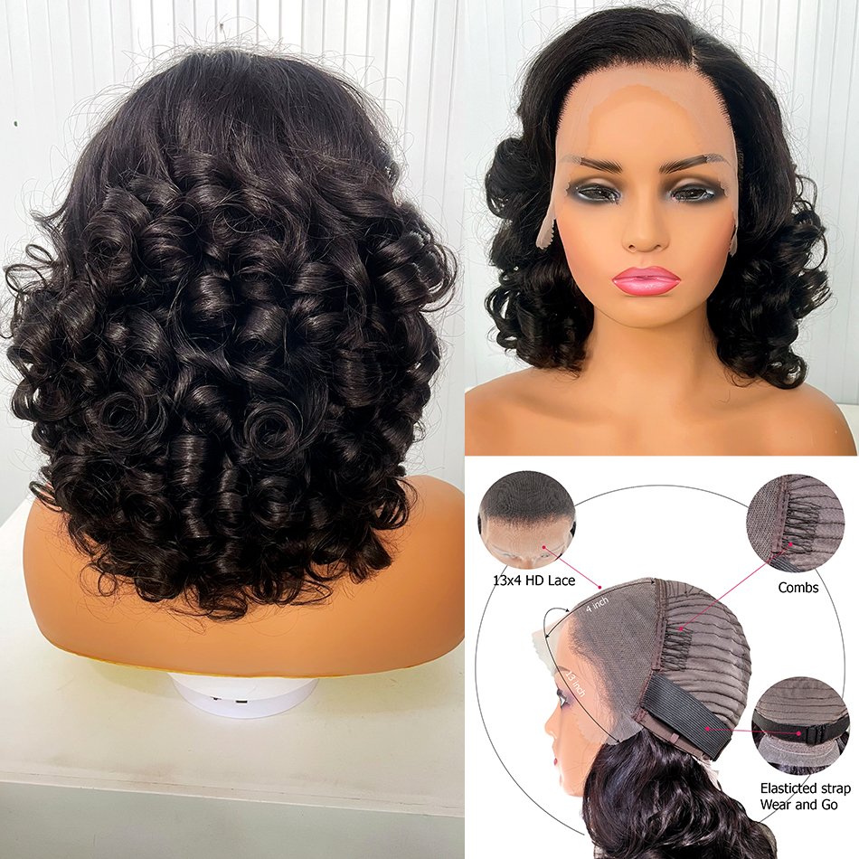Spring Bouncy Curly Lace Front Wig Loose Wavy Fumi Lace Frontal Vietnamese Human Hair Wigs for Women